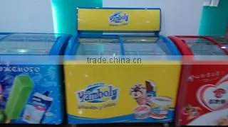 151L to 415LSliding Door Curved Glass Chest Showcase Display Freezer for Sale