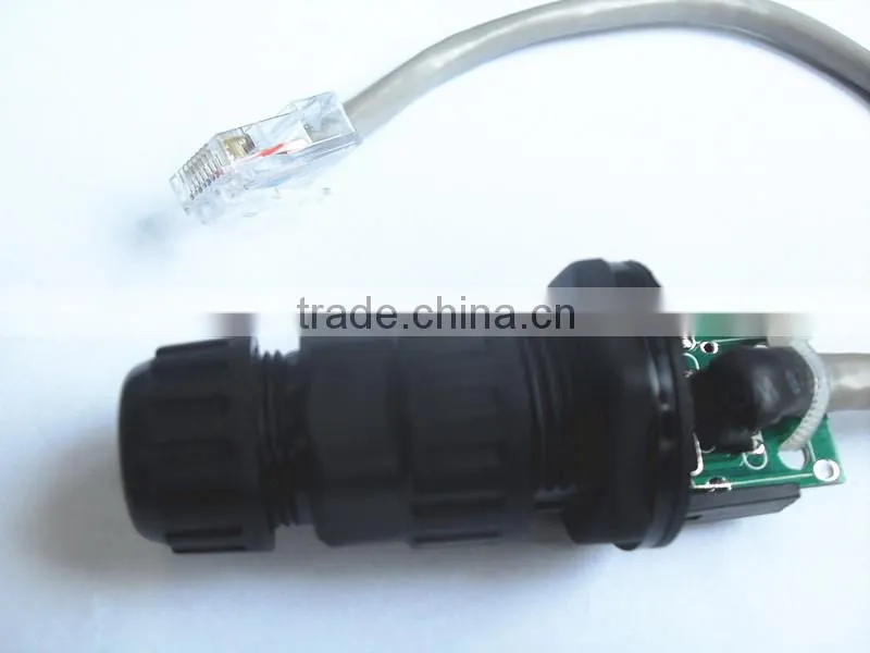 LLT rj45 panel mount connector soldered with network cable
