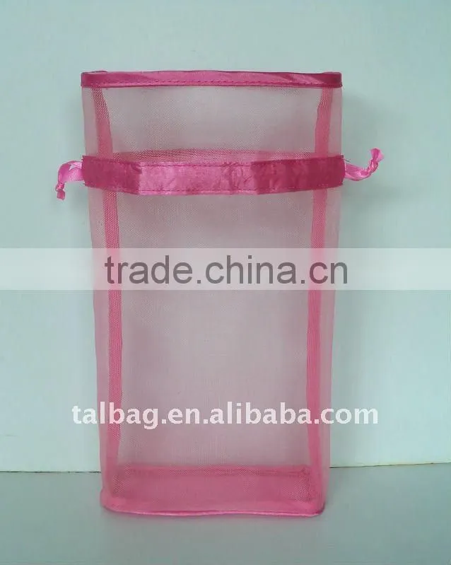 Hot selling promotional nylon mesh pink drawstring bag