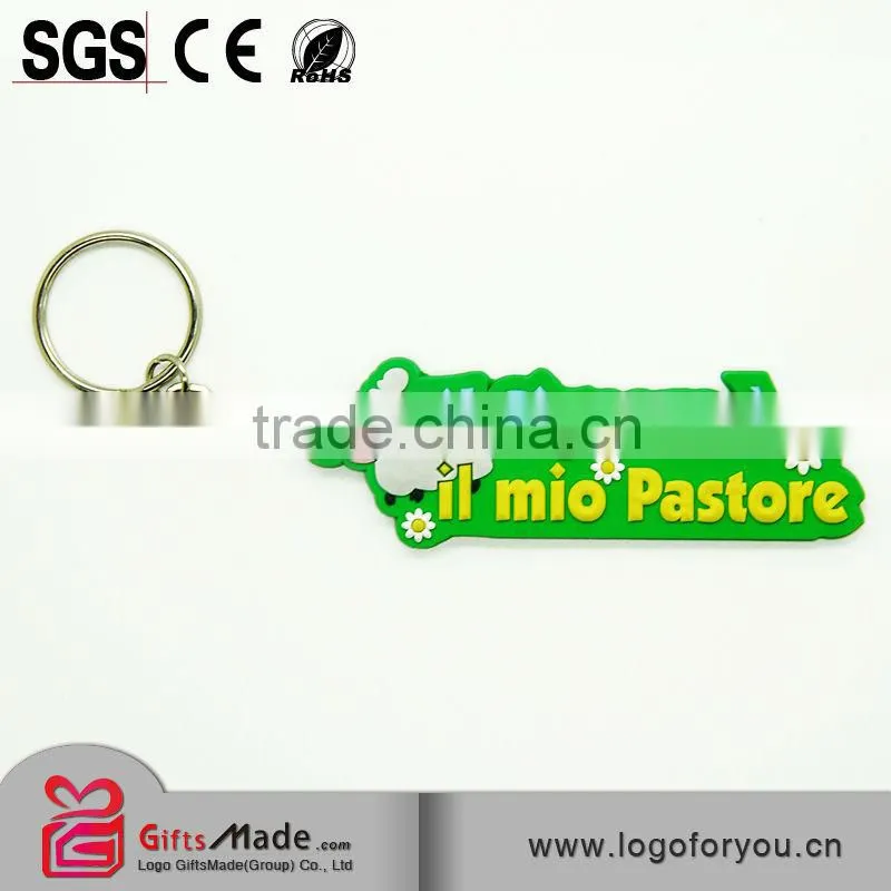 Fashional wholesale custom rubber flag keychain