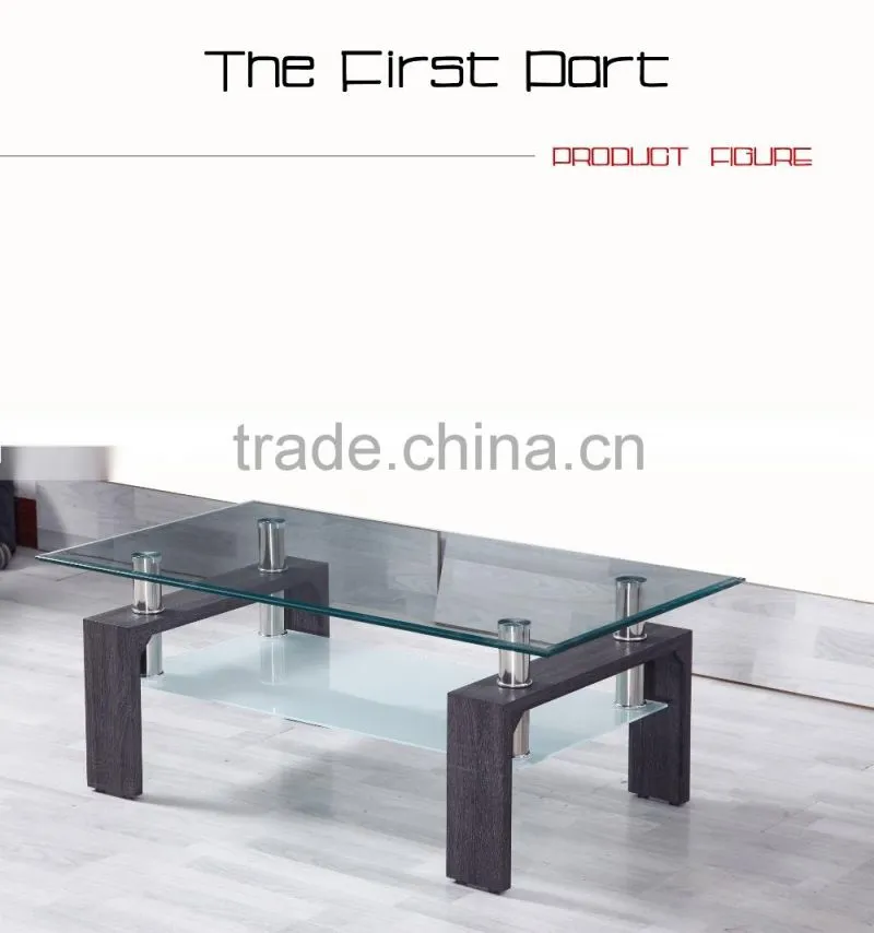 Glass top coffee table with MDF legs for home use