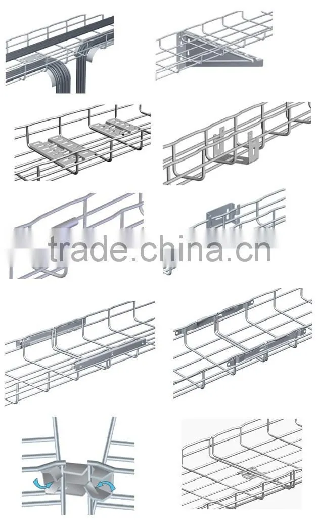 Steel type wire mesh cable tray