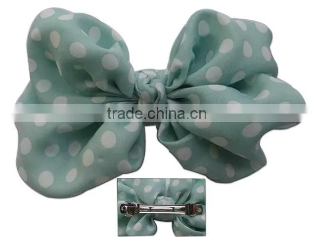 beautiful dot printed fabric bow barrette