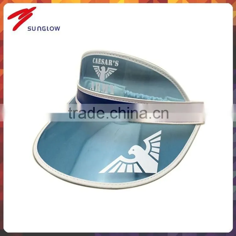 custom design fashion 100% plastic pvc sun visor with printing logo