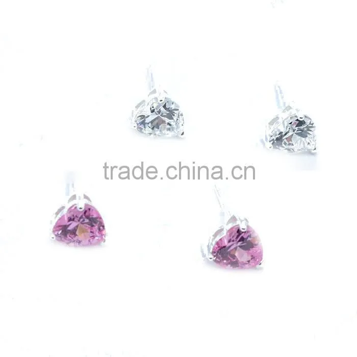 Wholesale 925 sterling silver zircon heart stud earring