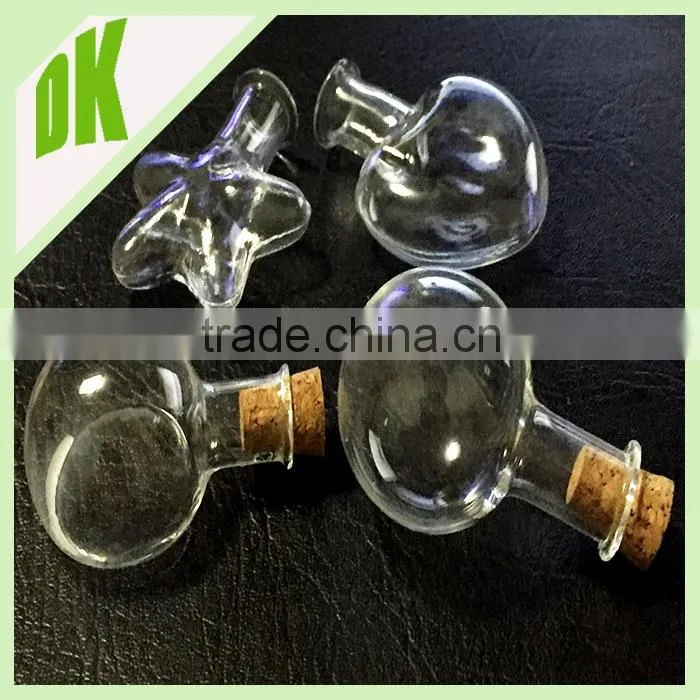 20ml 10ml 5 2ml Wide Mouth Tiny Jars/ small Vials with cork/ caps/ hook/ chain. Clear empty colored essential oil glass bottle