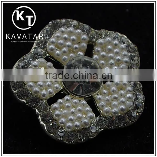 Good quality NK001 metal flower lead free metal shank rhinestone buttons