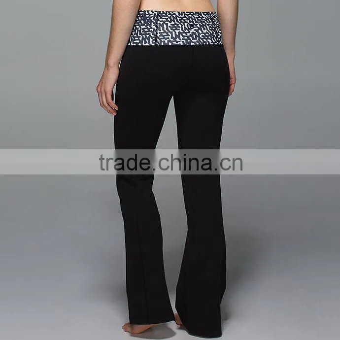 OEM service custom design print waist loose fit adult long yoga pants for women