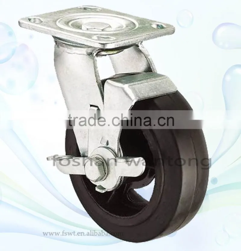 Top Plate Iron Core Rubber Heavy Duty Trolley Industrial Caster Wheel