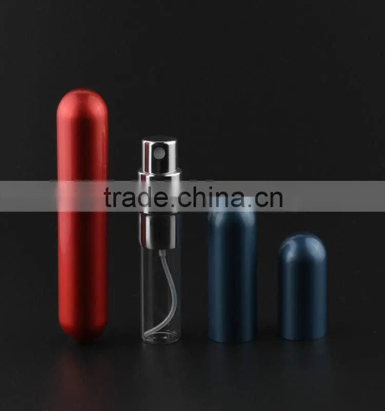 Fashionable smart look colorful commercial empty refillable perfume bottle