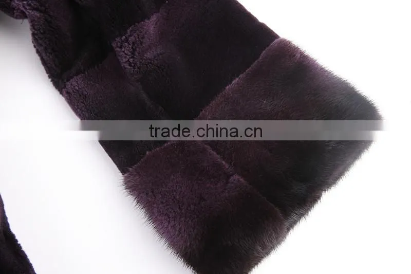 Hot sale long rabbit sheaing fur coat for winter overcoat