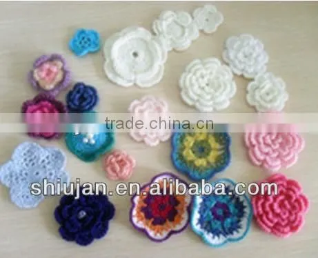 various cotton knitted flowers/ cheap crothet flower applique