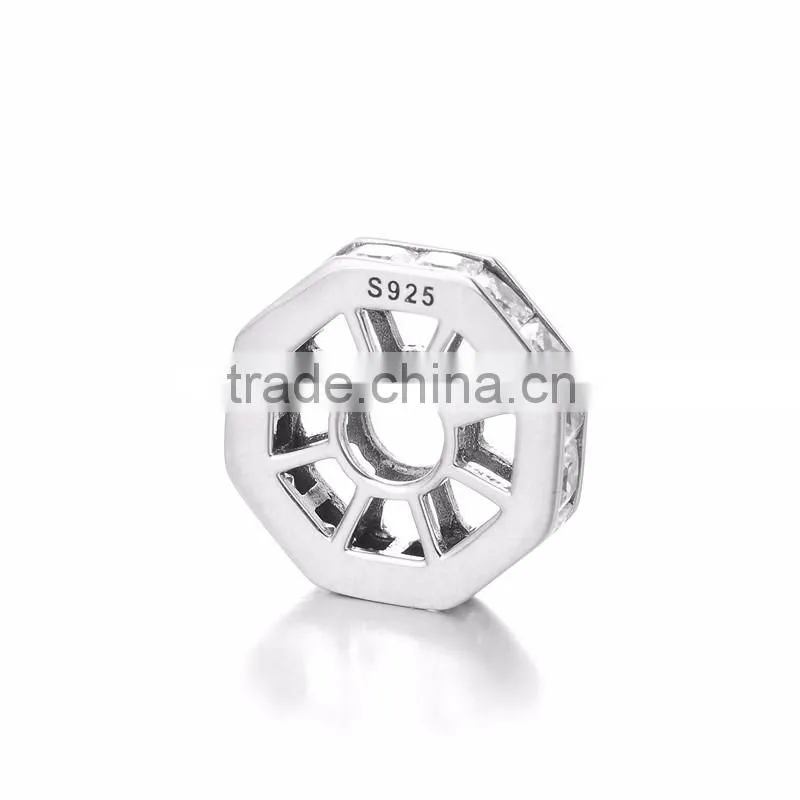 X245 Wholesale Silver Wheel Spacer Charm,925 Silver Crystal Charms Fit Bracelet