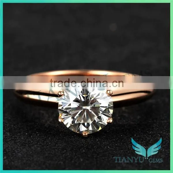 Fashion 24K Gold Rings 1 Carat 10 Hearts & Arrows Moissanite Wedding Ring