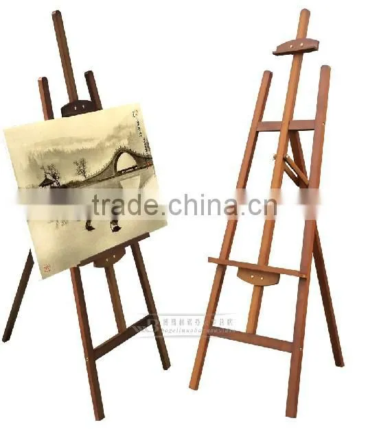 in stock 1.45m brown pine wood painting display easel wholesale