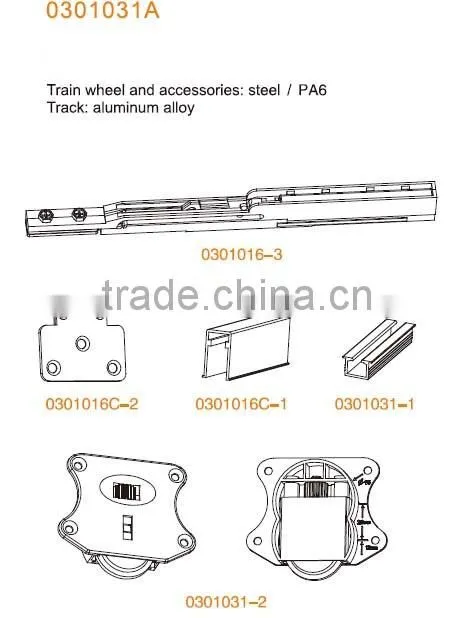 sliding door mechanism with soft close for wooden wardrobe sliding door fittings
