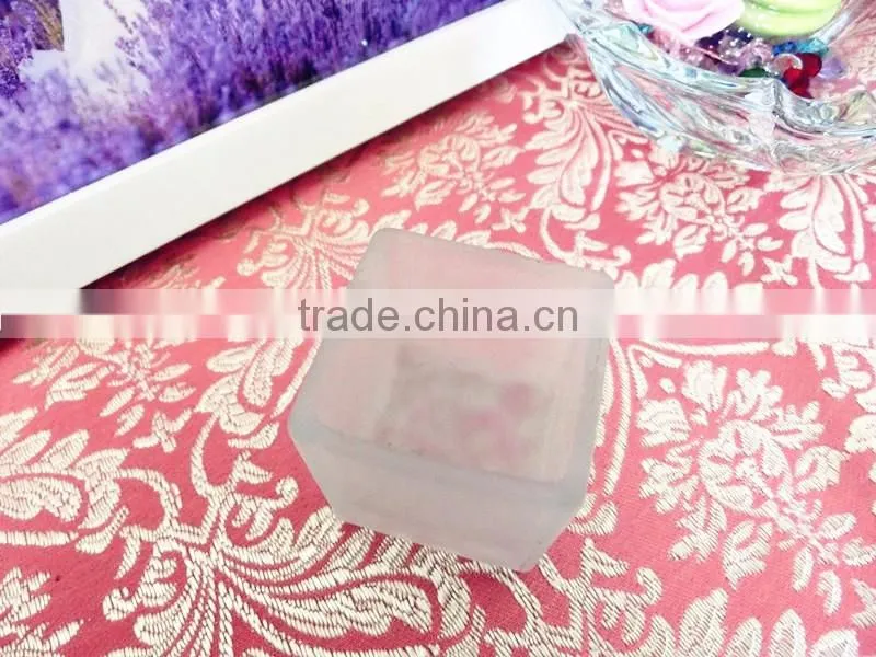 40ml Mini Frosted Glass Material Square Shaped Wax Oil Holder Empty Jar