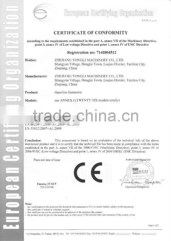 2kw Three Phase Gasoline Generator honda type