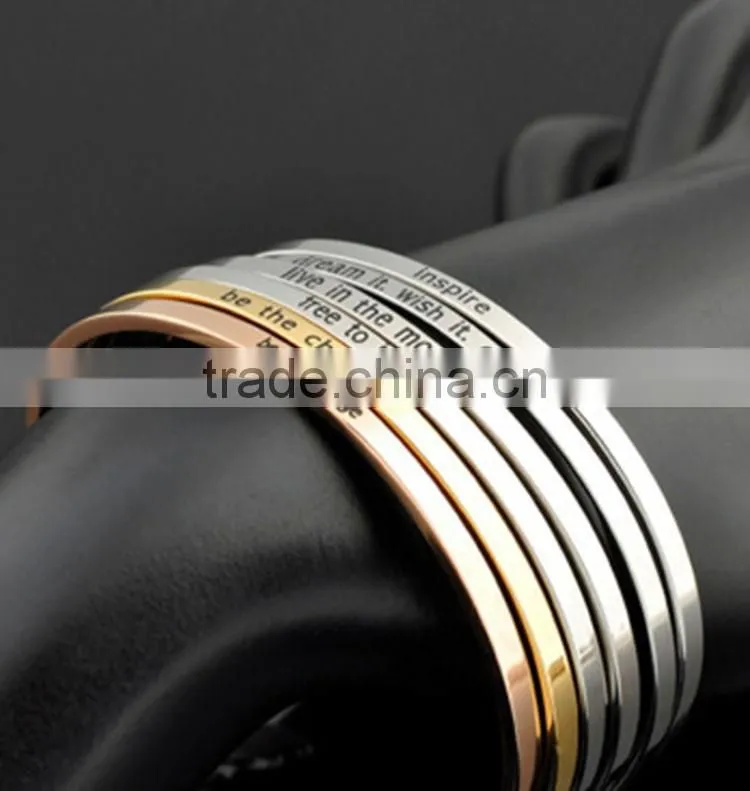 Latest Fashion Inspiration words engraved bracelets bangle wholesale