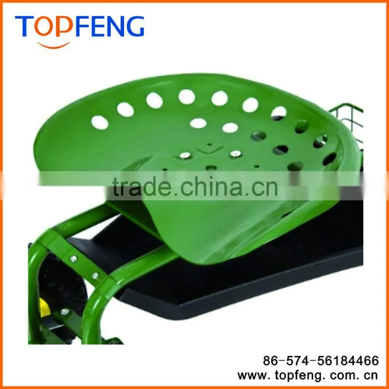 Garden Cart Rolling Work Seat With Tool Tray And Basket/ Heavy Duty Garden Rolling Work Seat