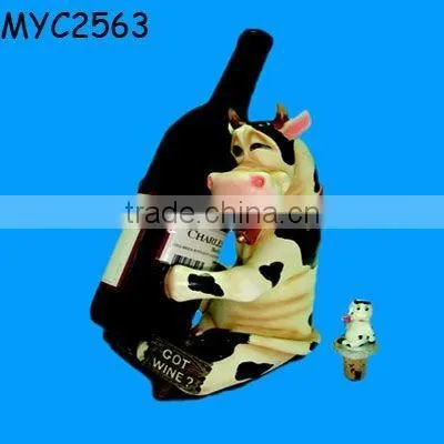 Black Bear and Beehive Tabletop Single Wine Bottle Holder