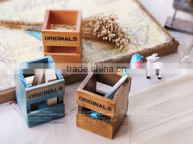 do old zakka wooden pen container or sundry box