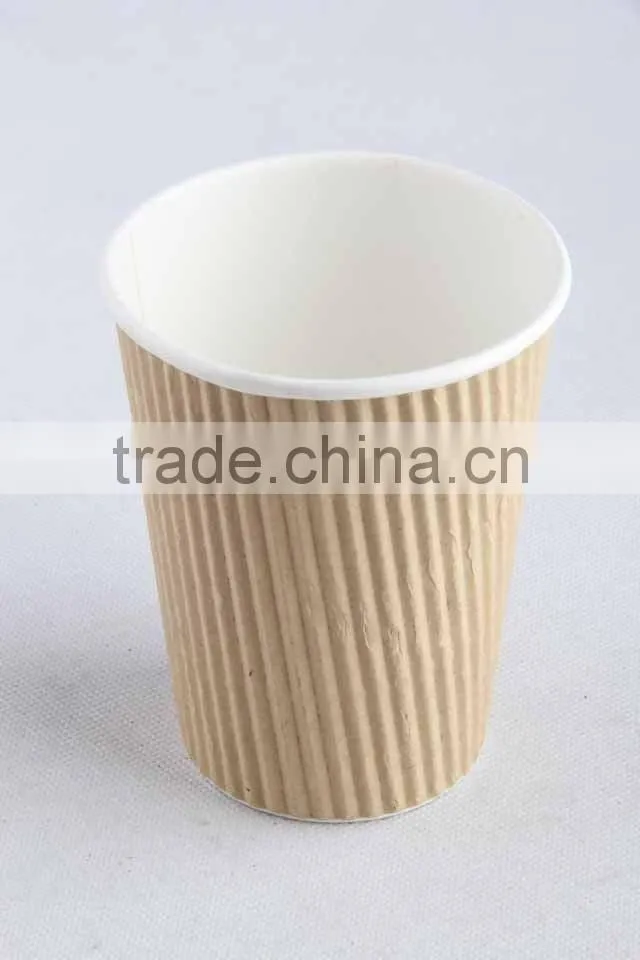 Disposable doubled-walled kraft paper cup ripple wall paper cup