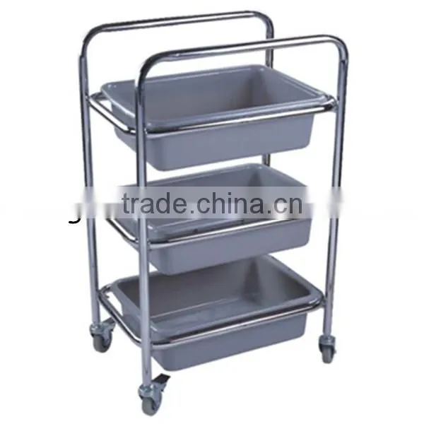 Hotel Supply Stainless Steel Movable kitchen storage trolley clearance black kitchen trolley with basket facial trolley car C260