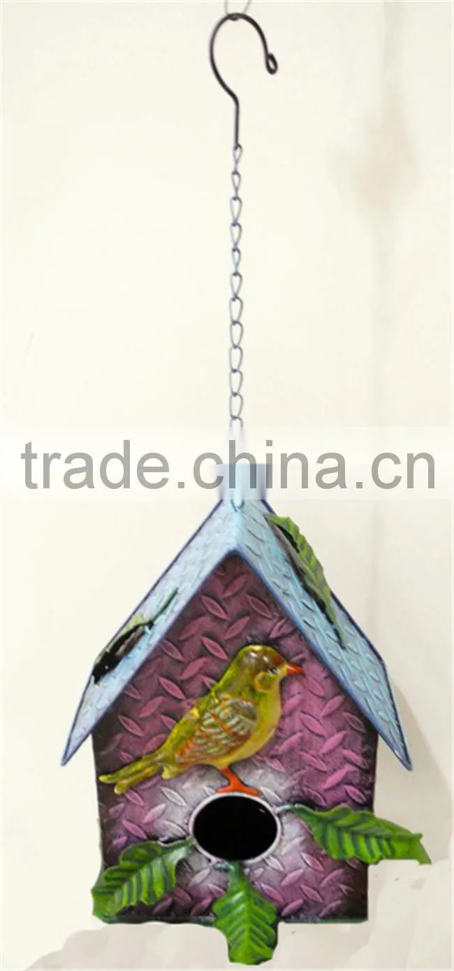 Metal bird nest boxes hanger for garden decoration