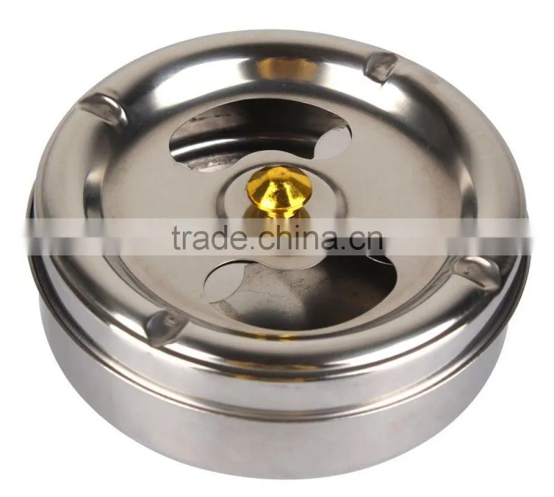 moveable lid hotel hot sales stainless steel ashtray bin/ metal cigar ashtray