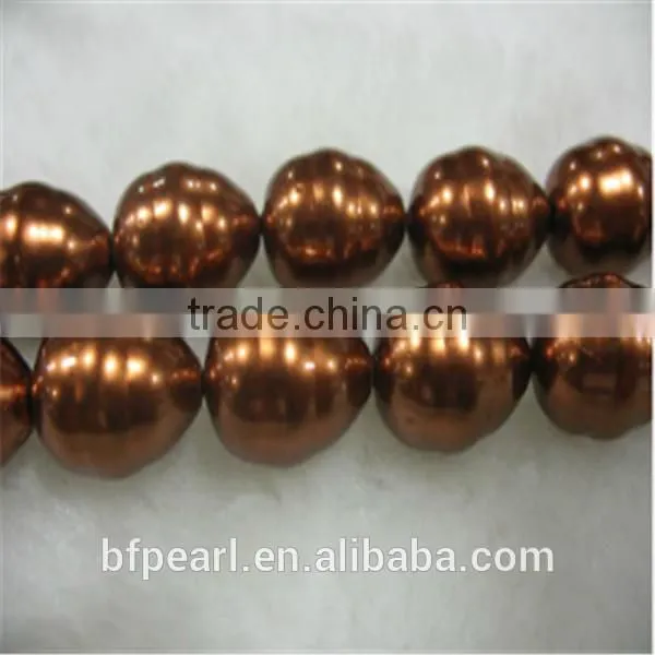 Coffee Teardrop Shaped Pearls Beads in Oyster Shell