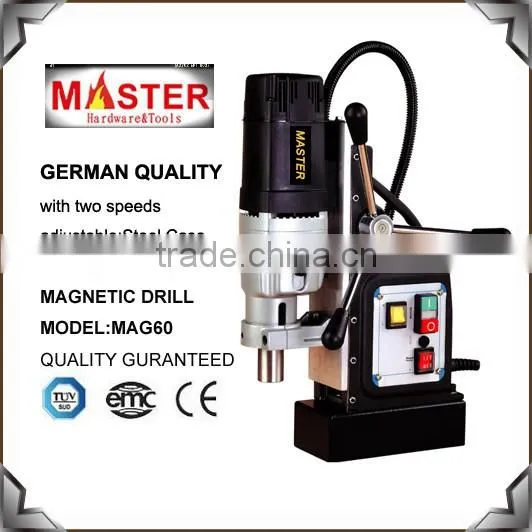 German Quality Hot sell Magnetic Base Drill with 2 speeds drill machine for sale(MAG32/60)60mm