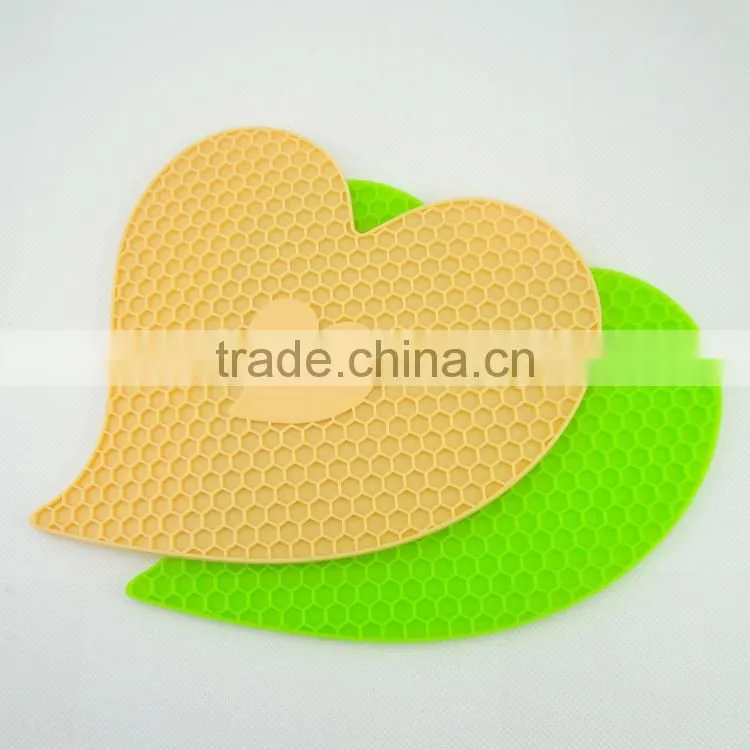Lover heart cellular shaped Heat Resistant Silicone Pot Holder/Mat/Pad/Trivet/Coaster