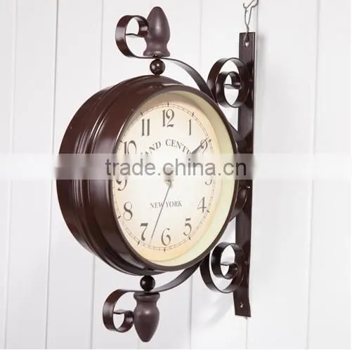 Cafe Retro Wall Clock , European Style Double Side Wall Clock