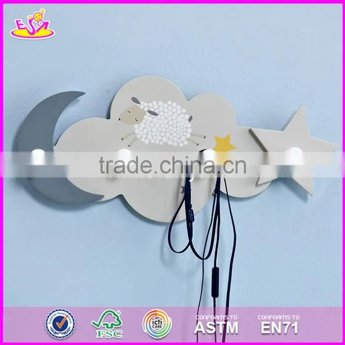 2017 New design children cartoon wooden coat hooks wall mounted W09B073