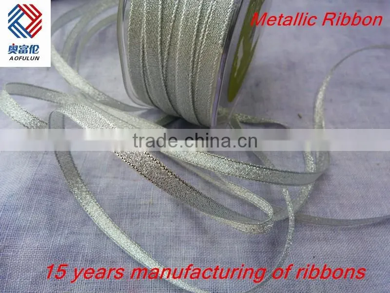 25mm Gold and Silver Metallic Ribbon for holiday decoration