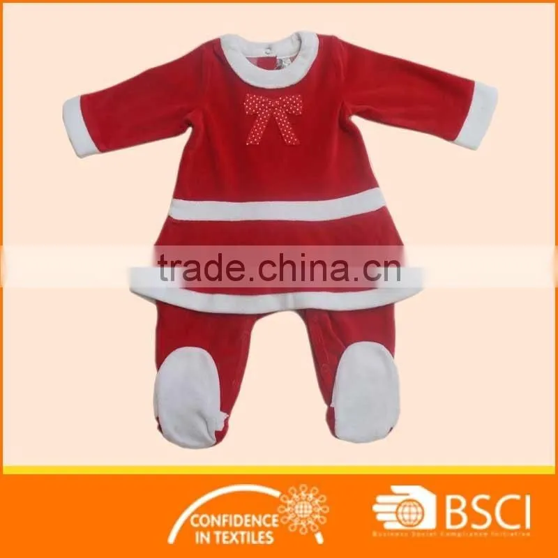 Christmas Bowknot Soft Cotton Baby Clothes Romper
