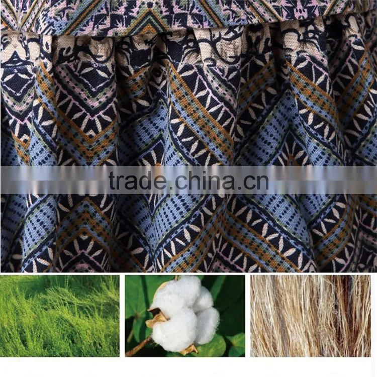 2017 new design Large size fashion ladies Retro national wind style ladies dress Cotton printed dress