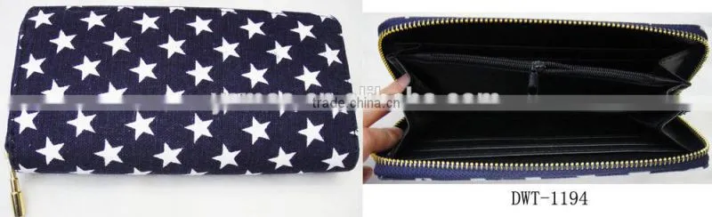Fashion Lady latest cotton canvas print dog animal star wallet