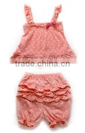 fashion pink polka dots baby girls summer clothing sets baby suits baby girls cotton outfits