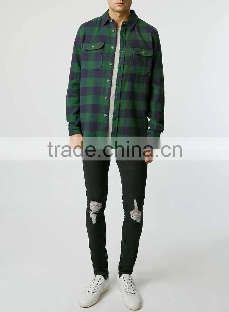 new model flannel long sleeve shirt for man