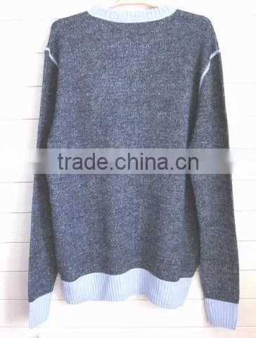 Fashion 12GG Knitted Elegant Brief V-Neck Pullover Winter Thick Sweater For Man