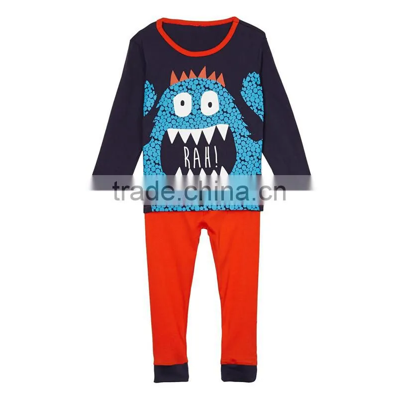 Boy's navy monster print pyjama set