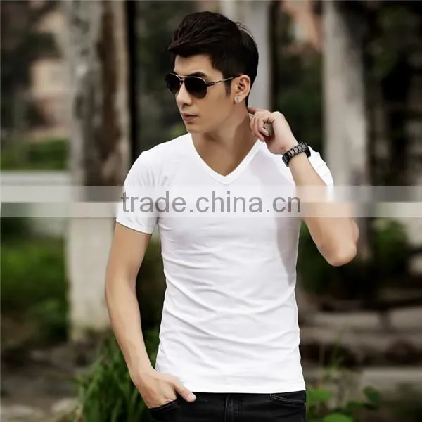 mens flocking printing v neck type t shirt