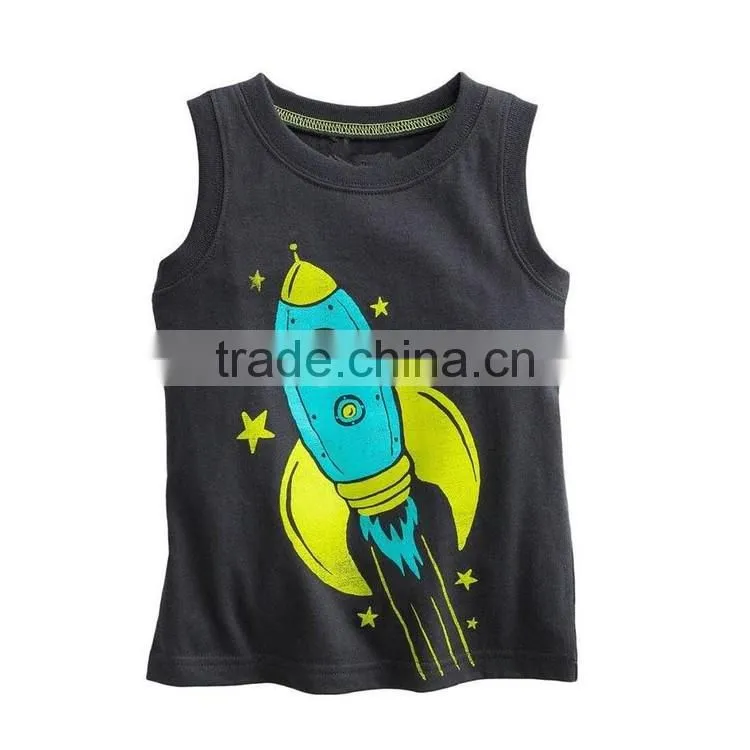 Fashion Design Custom Embroidery Wholesale Cheap 100 Cotton Kids Tank Top
