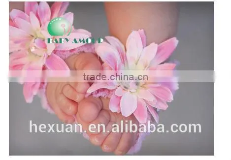 Baby girls Barefoot Sandals Shoes PVC Flower Baby PreWalker Infant Toddler Shoes For photoes