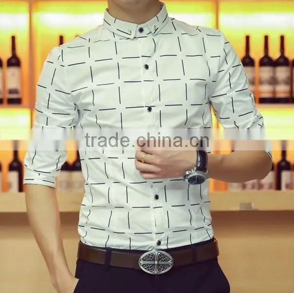 Thin section plaid shirt with short sleeves