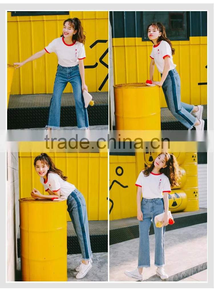 cotton summer round neck girl t shirt