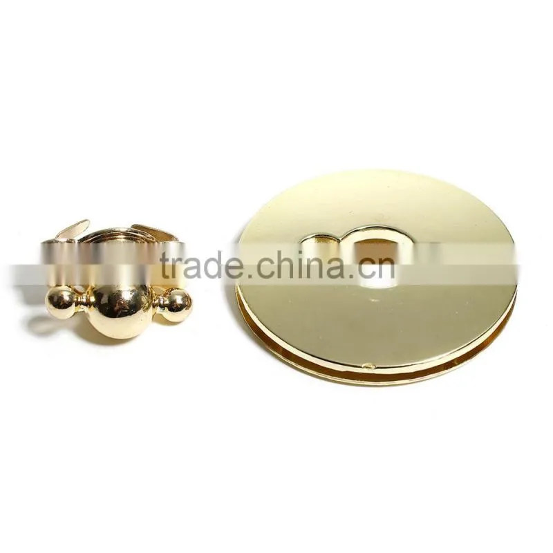 Zinc Based Alloy Purse Twist Turn Lock Light Golden 5.4cm(2 1/8")Dia, 1 Set