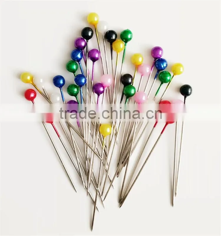 New design High Quality Colorful pearl pin needle with round head